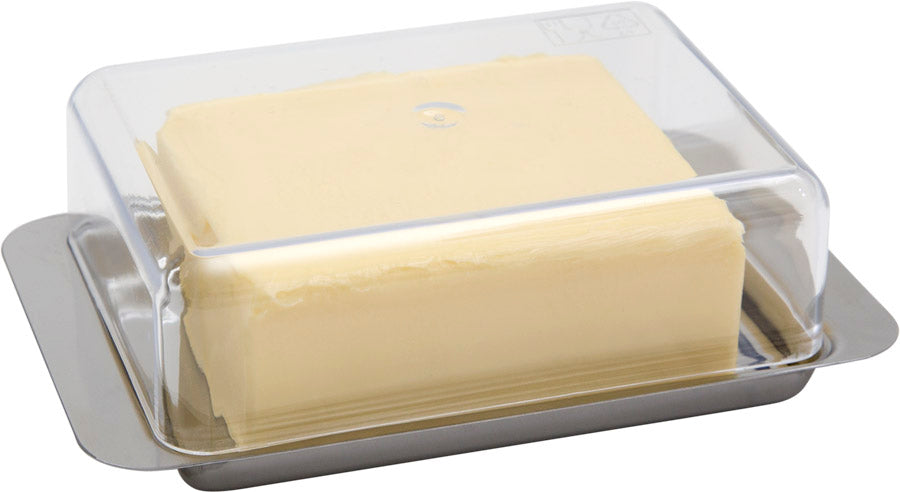 Kühlschrank-Butterdose 16 x 9,5 cm, H: 5,5 cm 18/0 Edelstahl