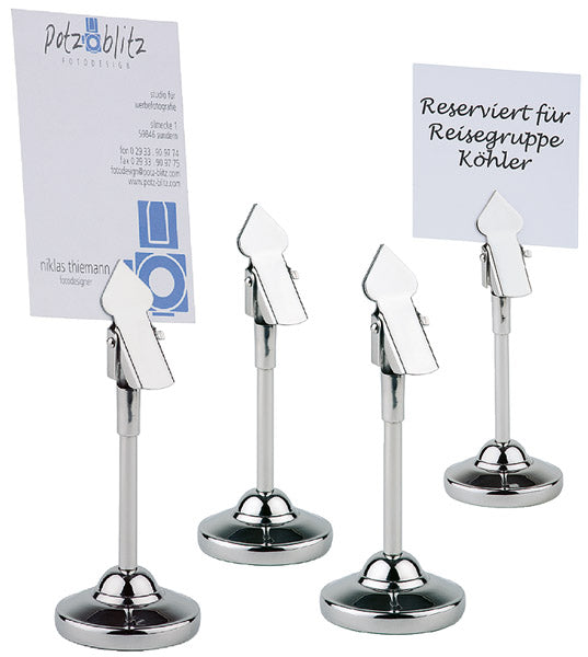 Tischkartenhalter, 4er Set Ø 4 cm, H: 10 cm Edelstahl, hochglanzpoliert