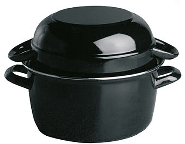 Servier-Muscheltopf für 2 kg Ø 24 cm schwarz emailiertes Stahlblech