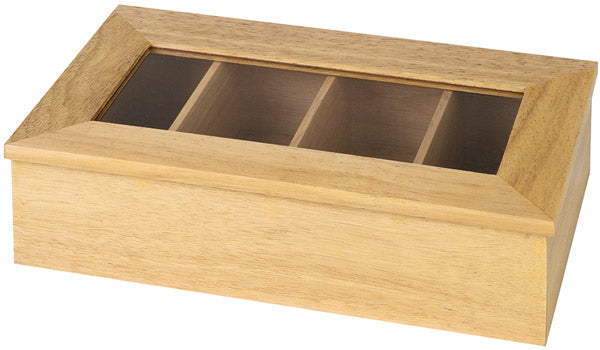 Teebox 35,5 x 20 cm, H: 9 cm Holz, mit Sichtfenster