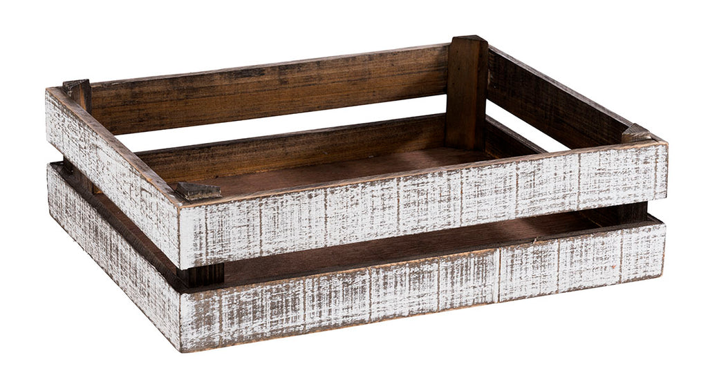 Holzbox -SUPERBOX VINTAGE- 35 x 29 cm, H: 10,5 cm Tannenholz, weiß, Vintage-Look