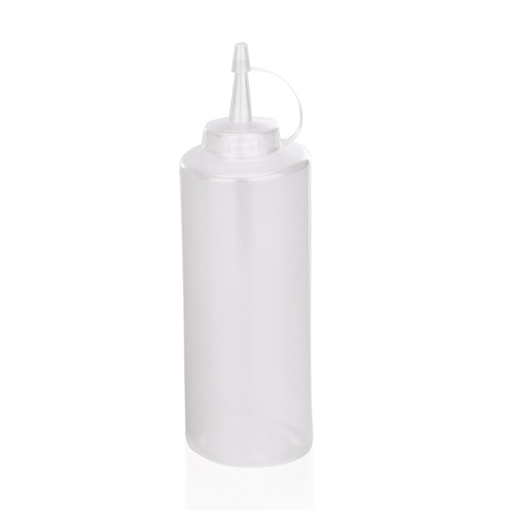 Quetschflasche, Ø 7 cm, 0,45 ltr., transparent,