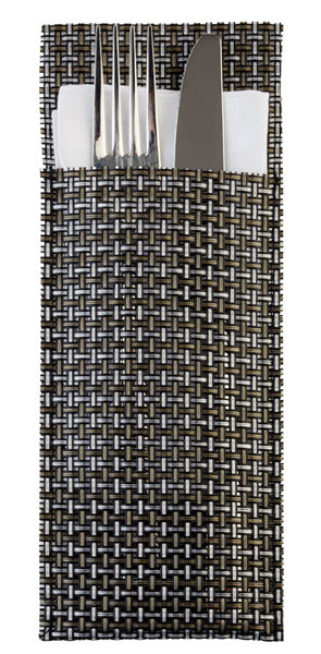 Servietten- und Bestecktaschen24 x 9 cm, silbergrau PVC, Schmalband