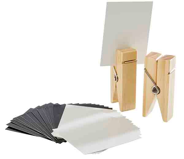 Kartenhalter, 2er Set 4 x 2,5 cm, H: 10 cm Holz, hell