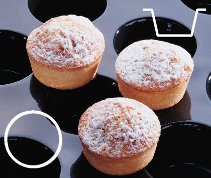 Backmatte Minimuffins 51x29 mm Flexipan, schwarz, 60 x 40 cm | Artikelnummer: 6690/051 | 4003625669016